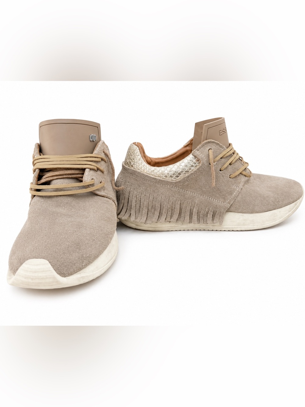 Esseutesse Suede Fringe Sneakers in grey/tan EU sz 38